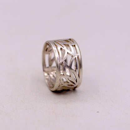 Sterling silver handmade ring with detailed horse, camel, and elephant design, unisex adjustable band by TRIBAL ORNAMENTS.