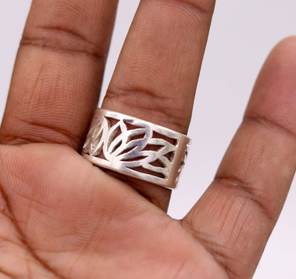Sterling silver handmade ring with detailed horse, camel, and elephant design, unisex adjustable jewelry by TRIBAL ORNAMENTS.