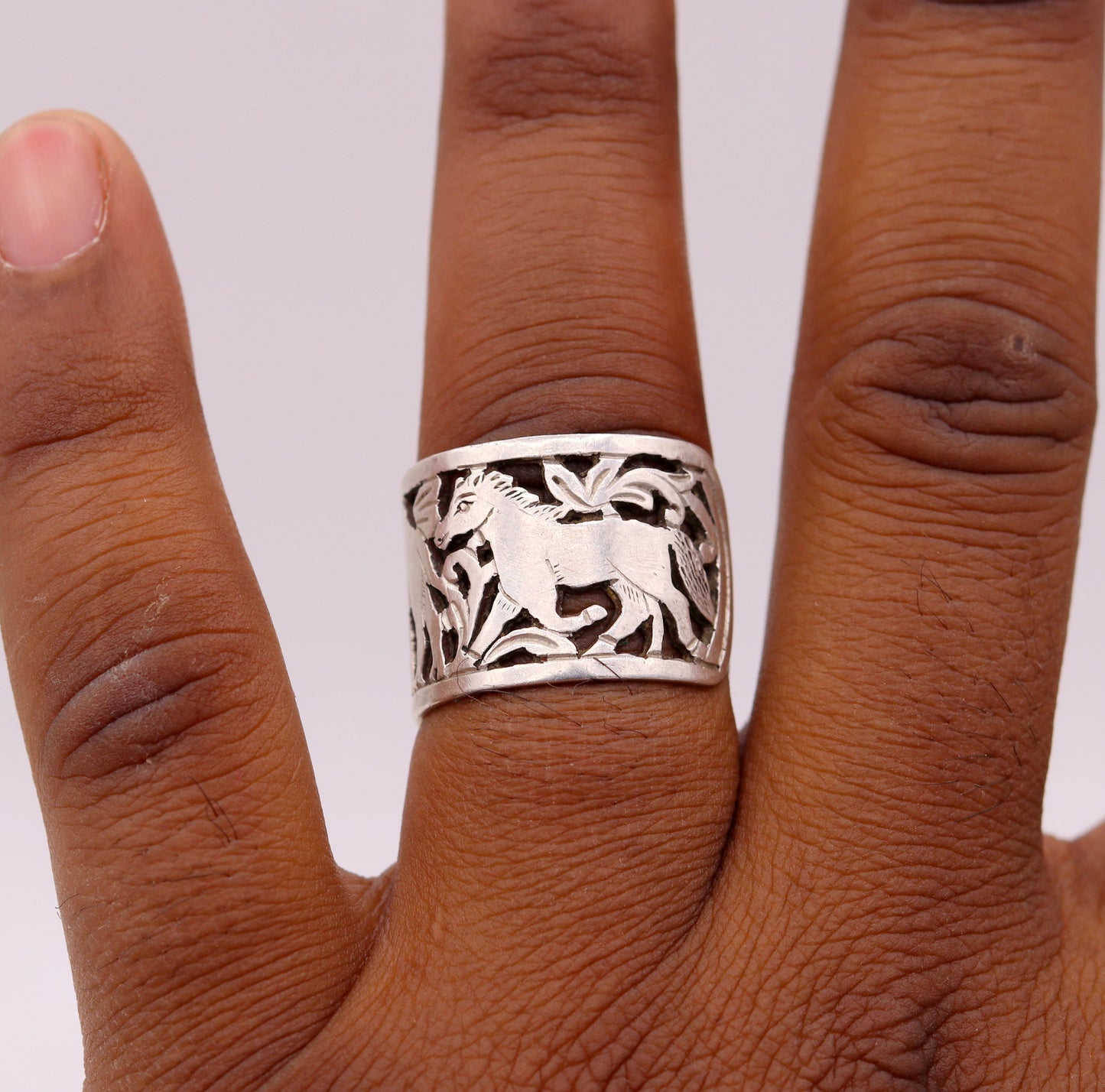 925 sterling silver handmade fabulous ring band excellent horse camel elephant design ring ban unisex adjustable jewelry sr60 - TRIBAL ORNAMENTS