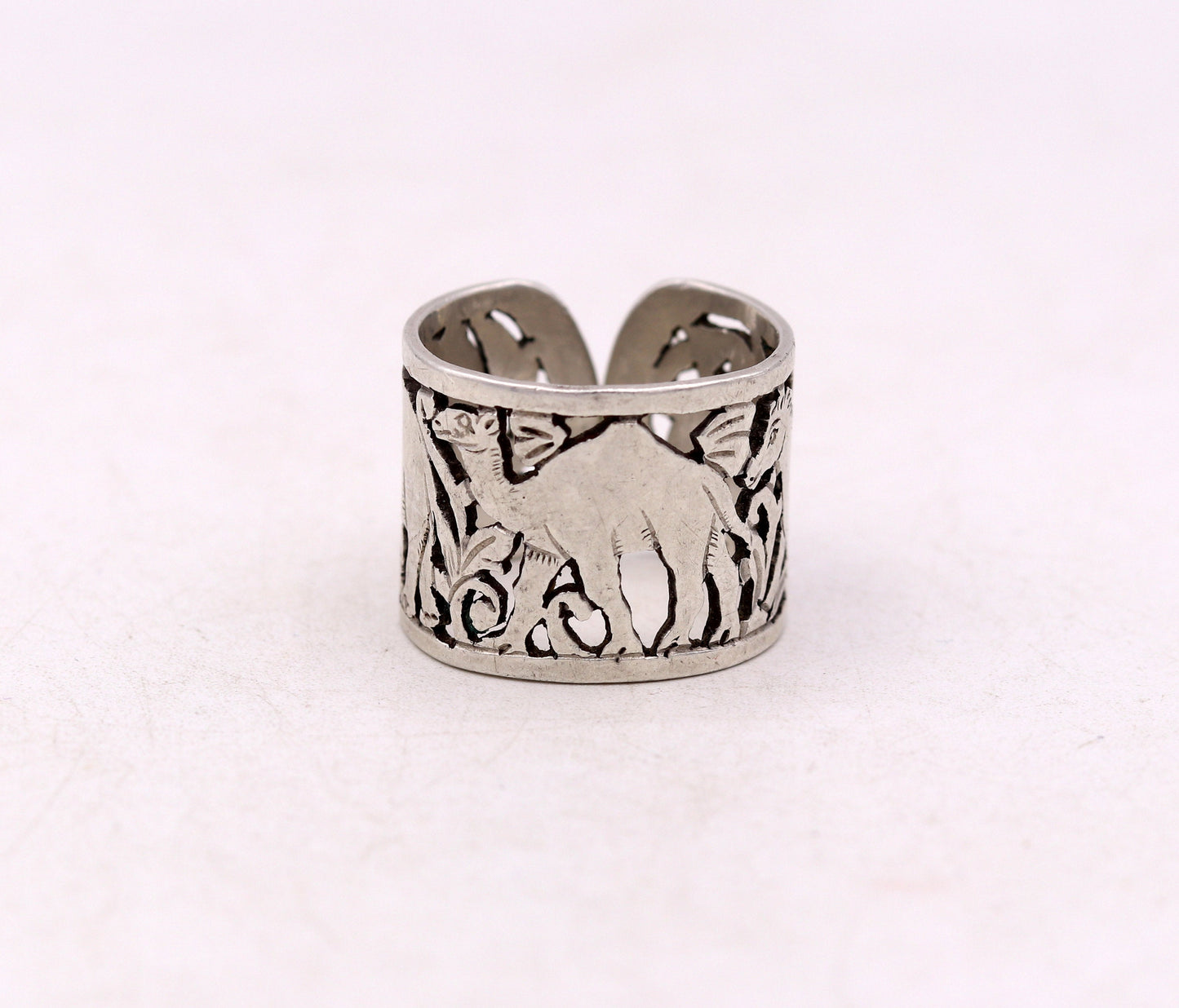 925 sterling silver handmade fabulous ring band excellent horse camel elephant design ring ban unisex adjustable jewelry sr60 - TRIBAL ORNAMENTS