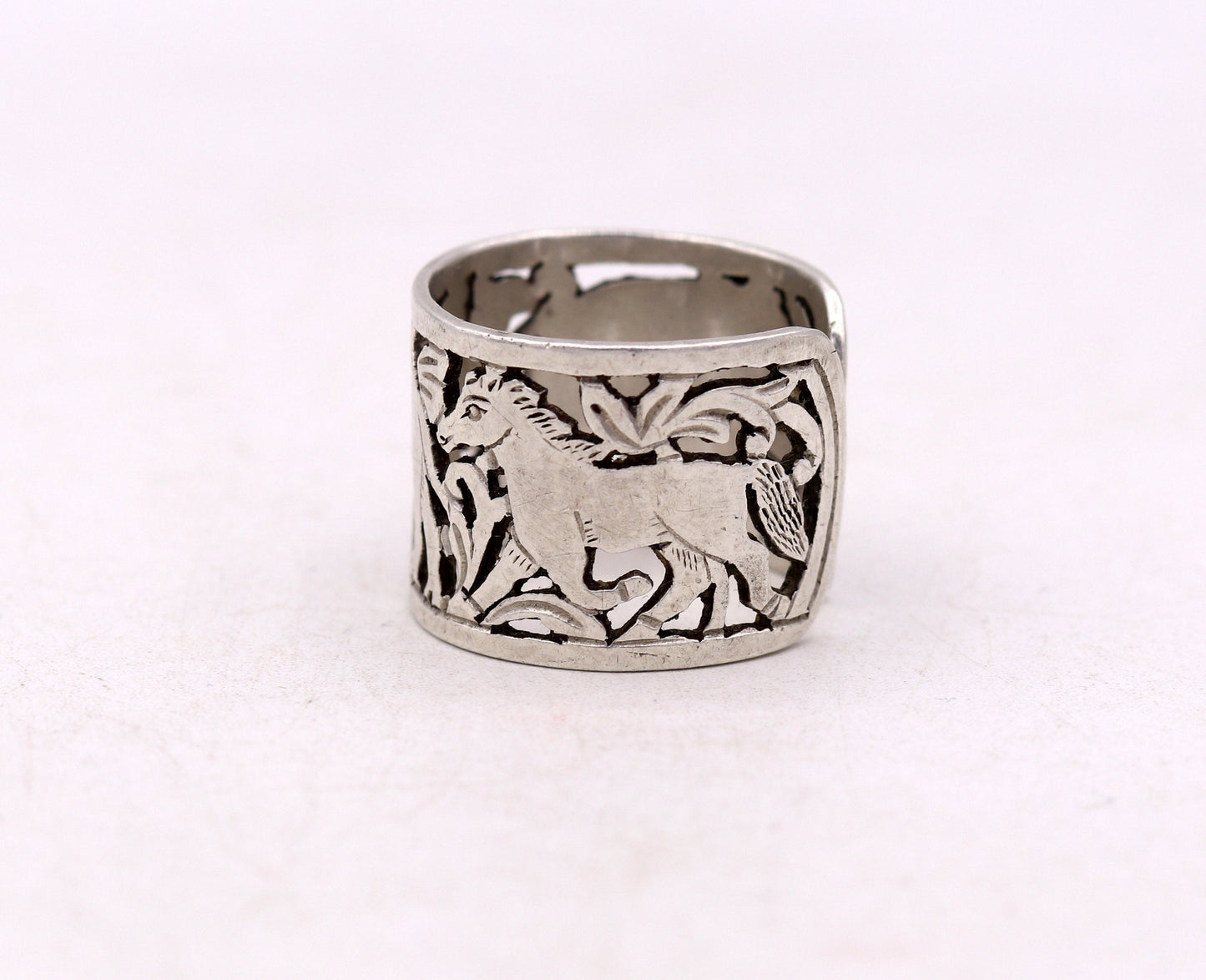 925 sterling silver handmade fabulous ring band excellent horse camel elephant design ring ban unisex adjustable jewelry sr60 - TRIBAL ORNAMENTS