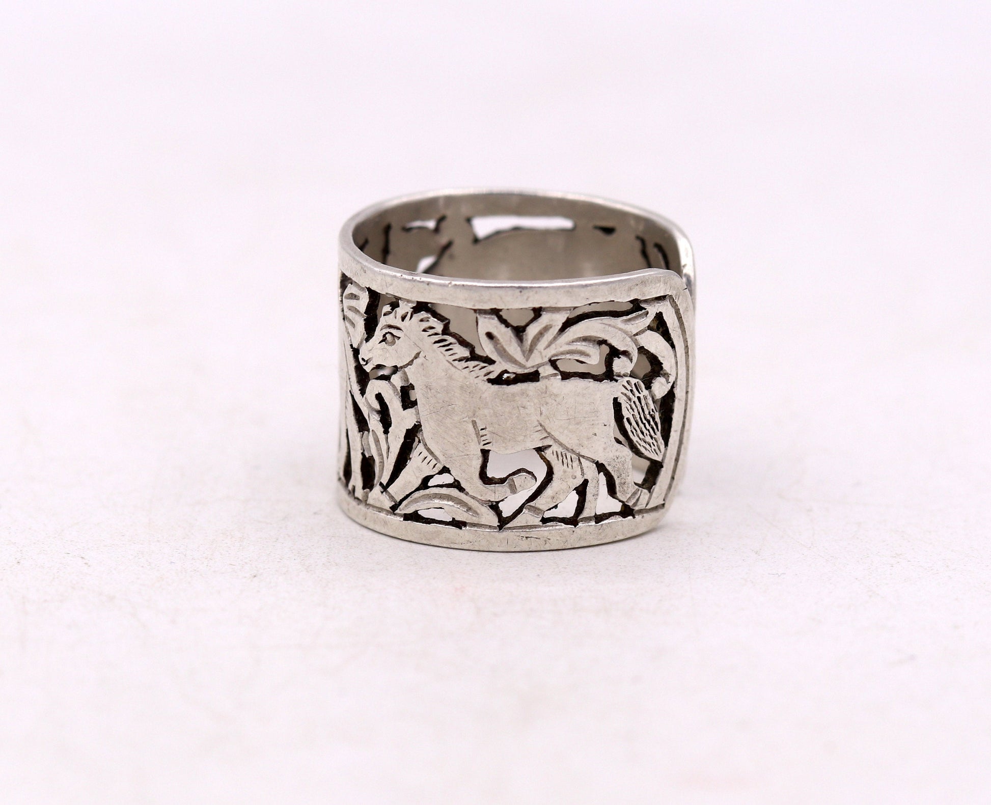 925 sterling silver handmade fabulous ring band excellent horse camel elephant design ring ban unisex adjustable jewelry sr60 - TRIBAL ORNAMENTS