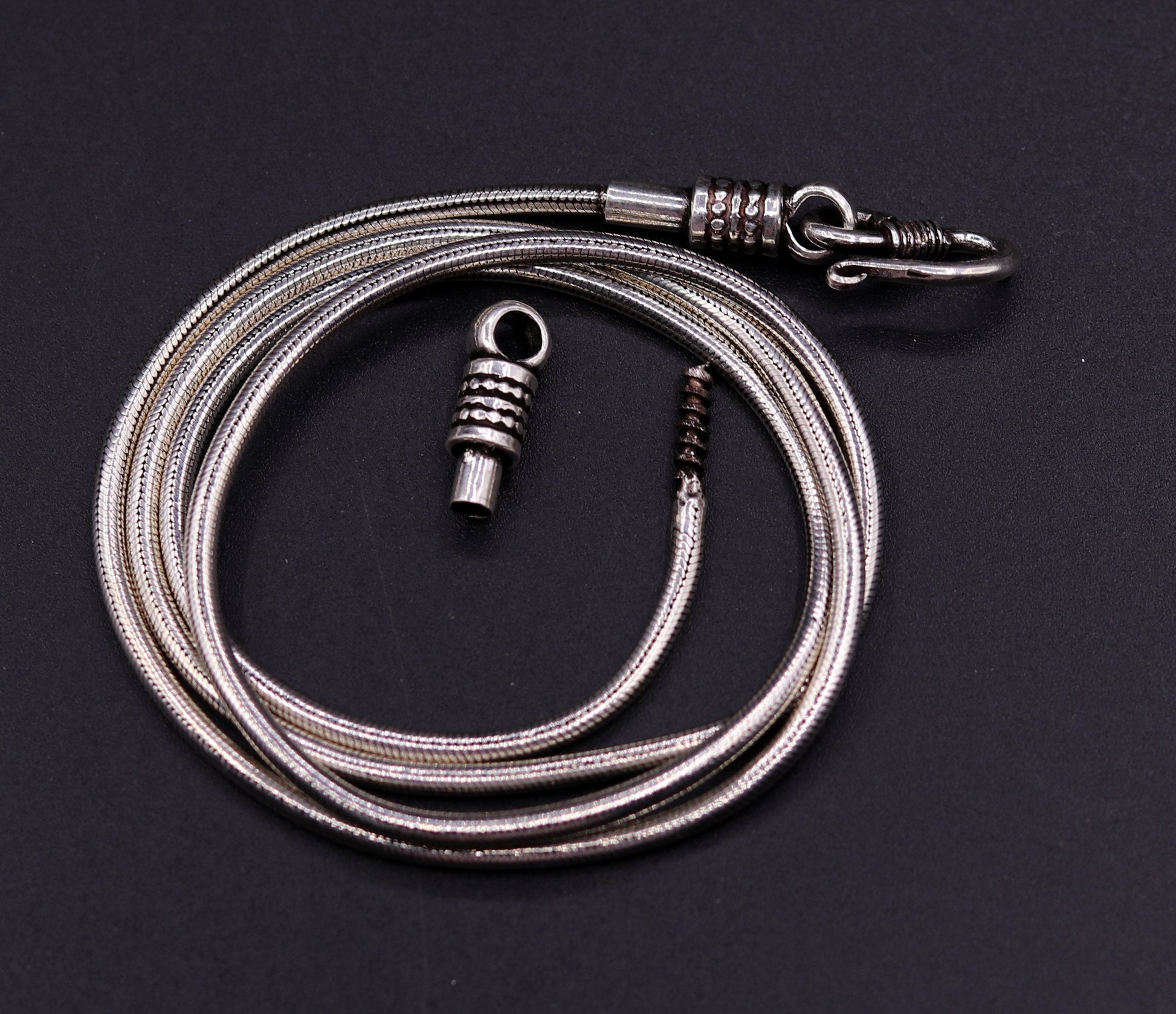 925 sterling silver handmade fabulous screw chain, pendant chain, 28 inches oxidized solid vintage chain necklace for pendant ch47 - TRIBAL ORNAMENTS