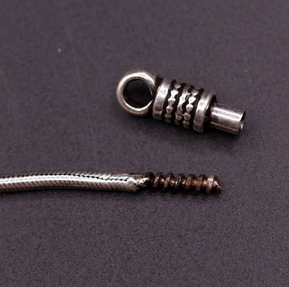925 sterling silver screw chain necklace with vintage oxidized finish, 28 inches, ideal for pendants, by TRIBAL ORNAMENTS.
