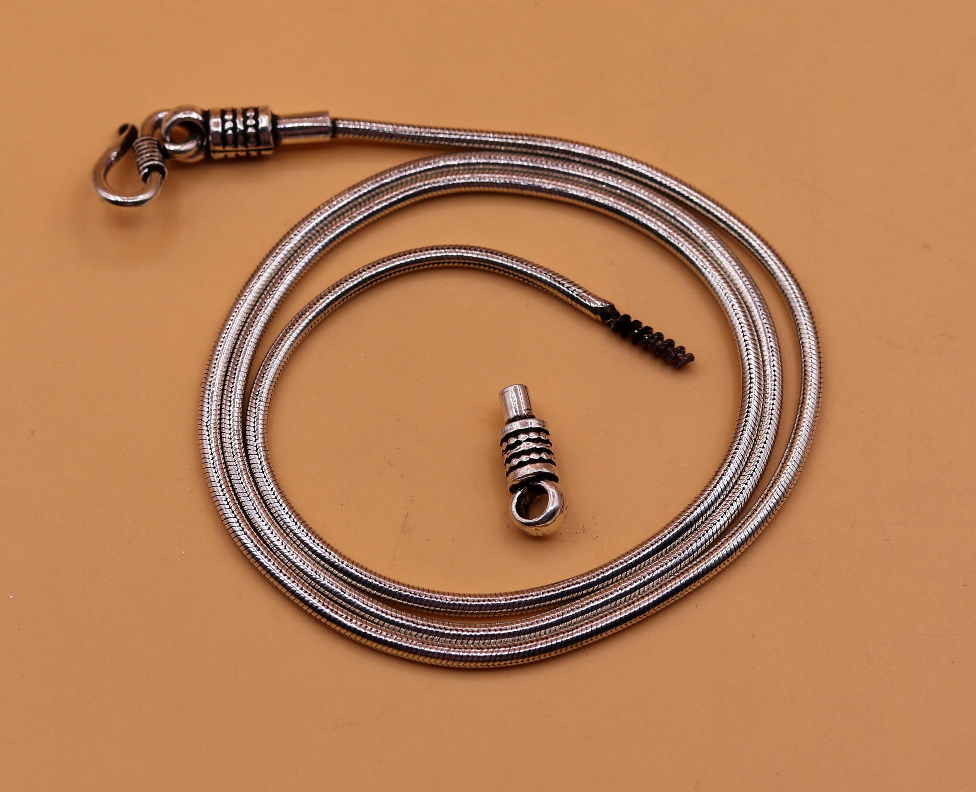 925 sterling silver handmade fabulous screw chain, pendant chain, 28 inches oxidized solid vintage chain necklace for pendant ch47 - TRIBAL ORNAMENTS