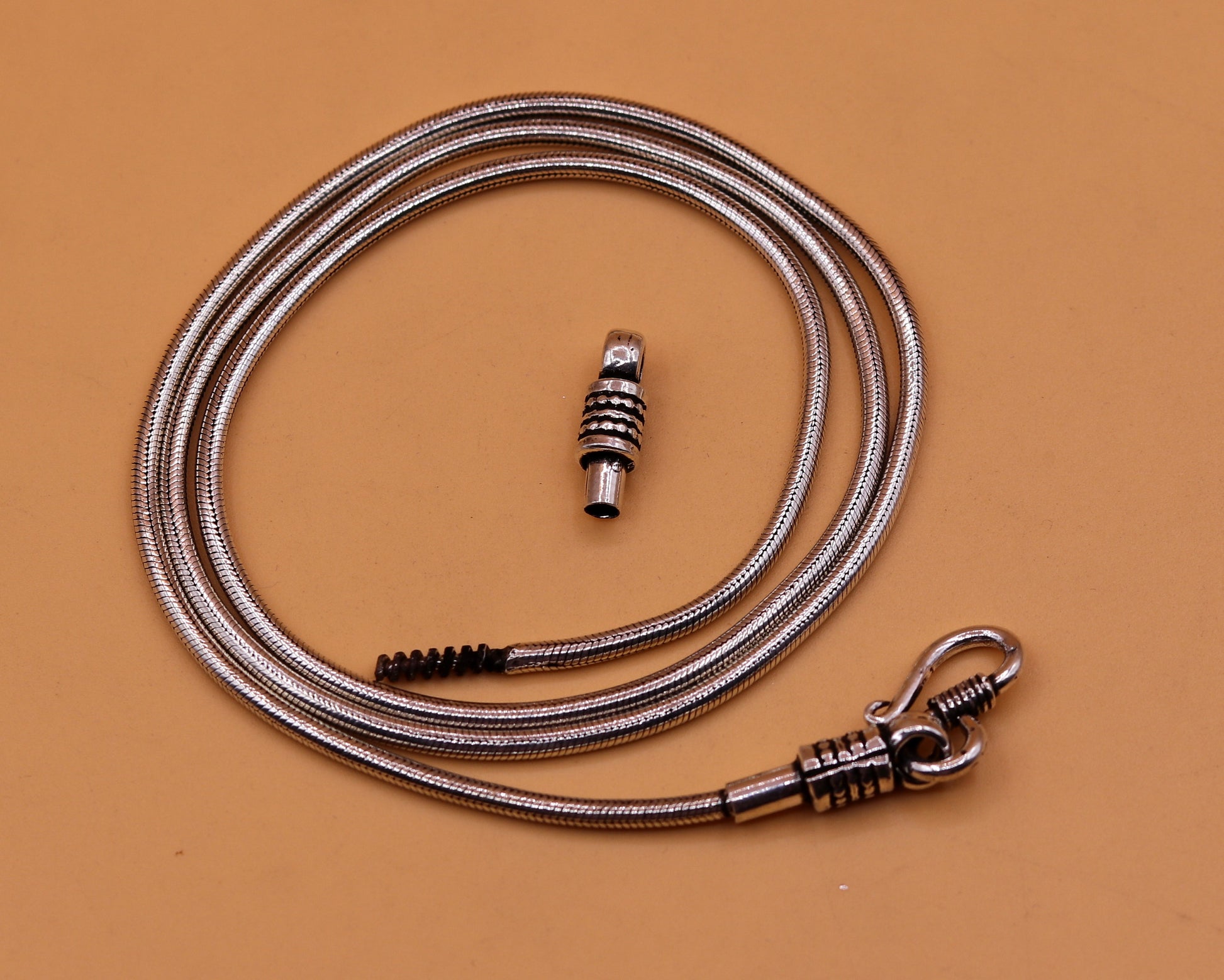 925 sterling silver handmade fabulous screw chain, pendant chain, 28 inches oxidized solid vintage chain necklace for pendant ch47 - TRIBAL ORNAMENTS