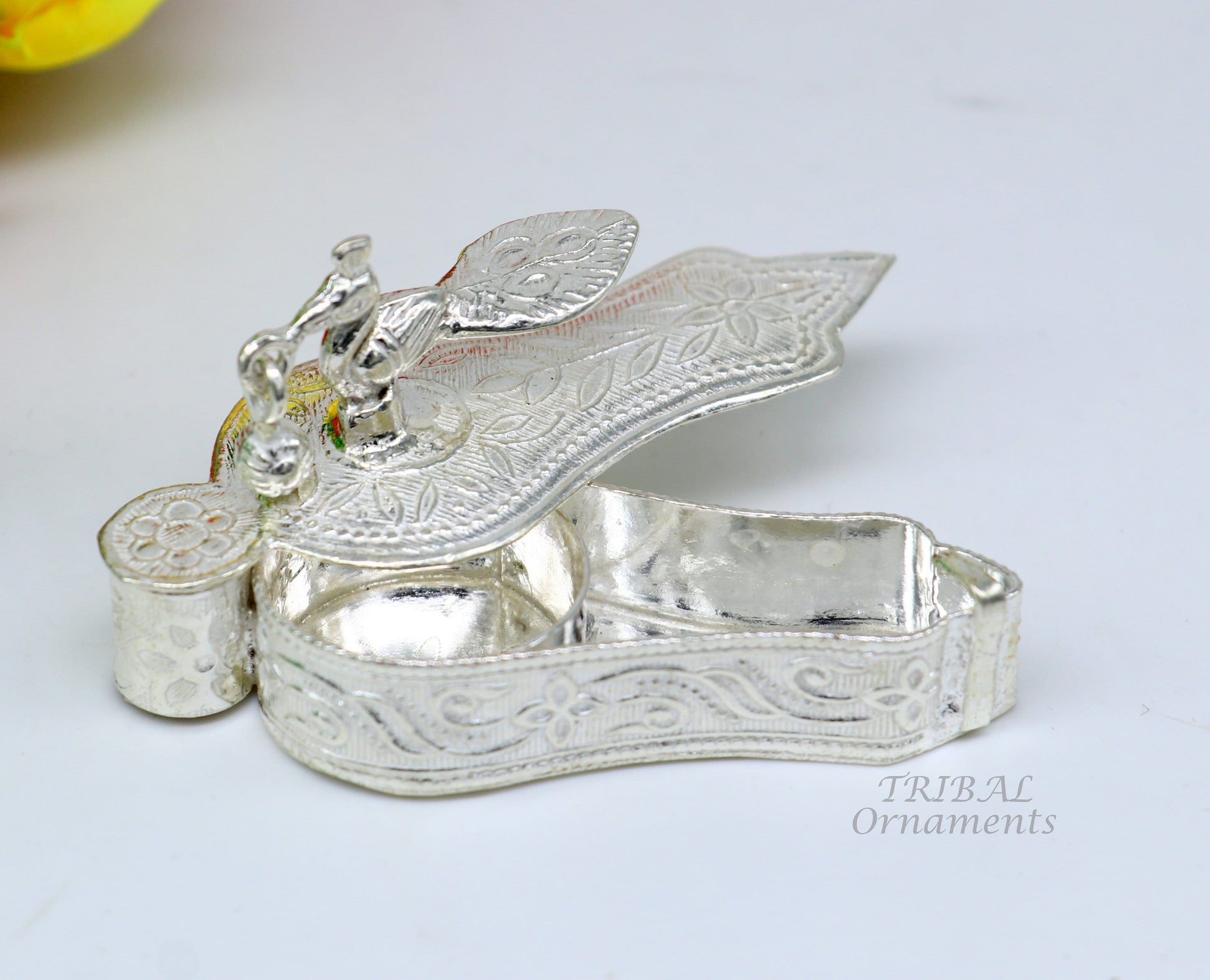 925 sterling silver handmade fabulous sindur dani best brides gifting collection, amazing trinket box , kumkum box brides jewelry stb378 - TRIBAL ORNAMENTS