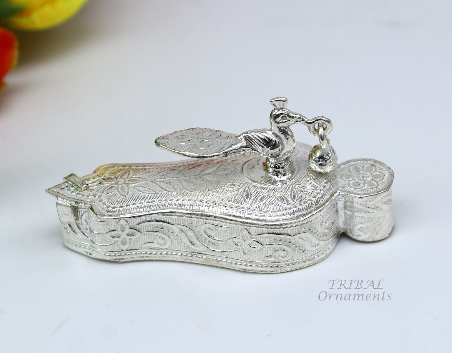 925 sterling silver handmade fabulous sindur dani best brides gifting collection, amazing trinket box , kumkum box brides jewelry stb378 - TRIBAL ORNAMENTS