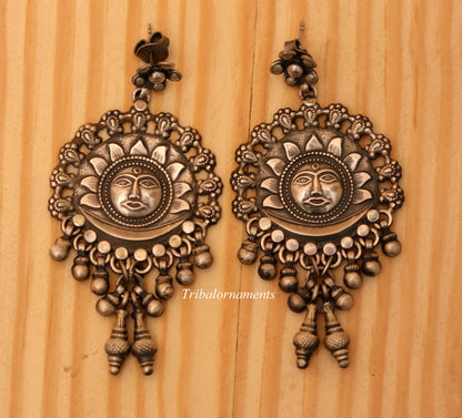 925 sterling silver handmade fabulous sun face stud earring drop dangle excellent customized jewelry bridesmaid gifting tribal jewelry s827 - TRIBAL ORNAMENTS