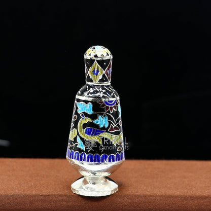 925 Sterling silver handmade fabulous trinket box, gorgeous container box, casket box, sindoor box, enamel work brides gifting box stb789 - TRIBAL ORNAMENTS
