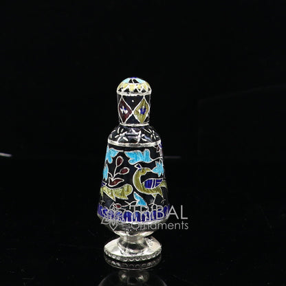 925 Sterling silver handmade fabulous trinket box, gorgeous container box, casket box, sindoor box, enamel work brides gifting box stb789 - TRIBAL ORNAMENTS