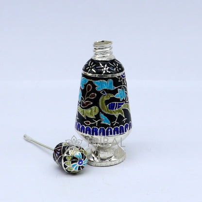 925 Sterling silver handmade fabulous trinket box, gorgeous container box, casket box, sindoor box, enamel work brides gifting box stb789 - TRIBAL ORNAMENTS
