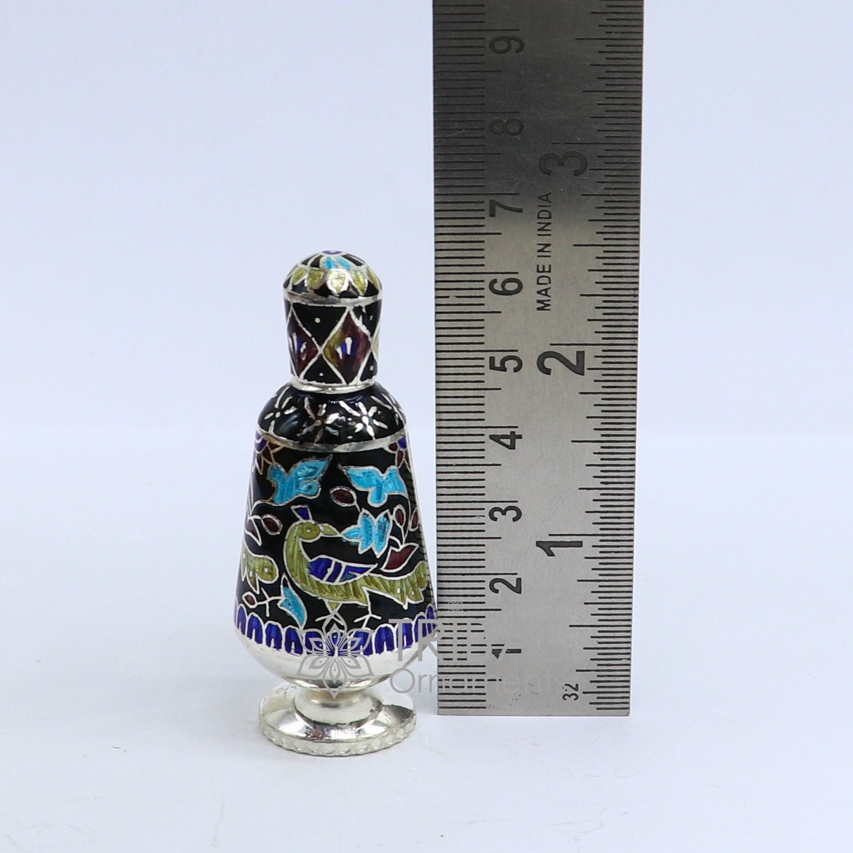 925 Sterling silver handmade fabulous trinket box, gorgeous container box, casket box, sindoor box, enamel work brides gifting box stb789 - TRIBAL ORNAMENTS