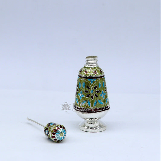 925 Sterling silver handmade fabulous trinket box, gorgeous container box, casket box, sindoor box, enamel work brides gifting box stb790 - TRIBAL ORNAMENTS