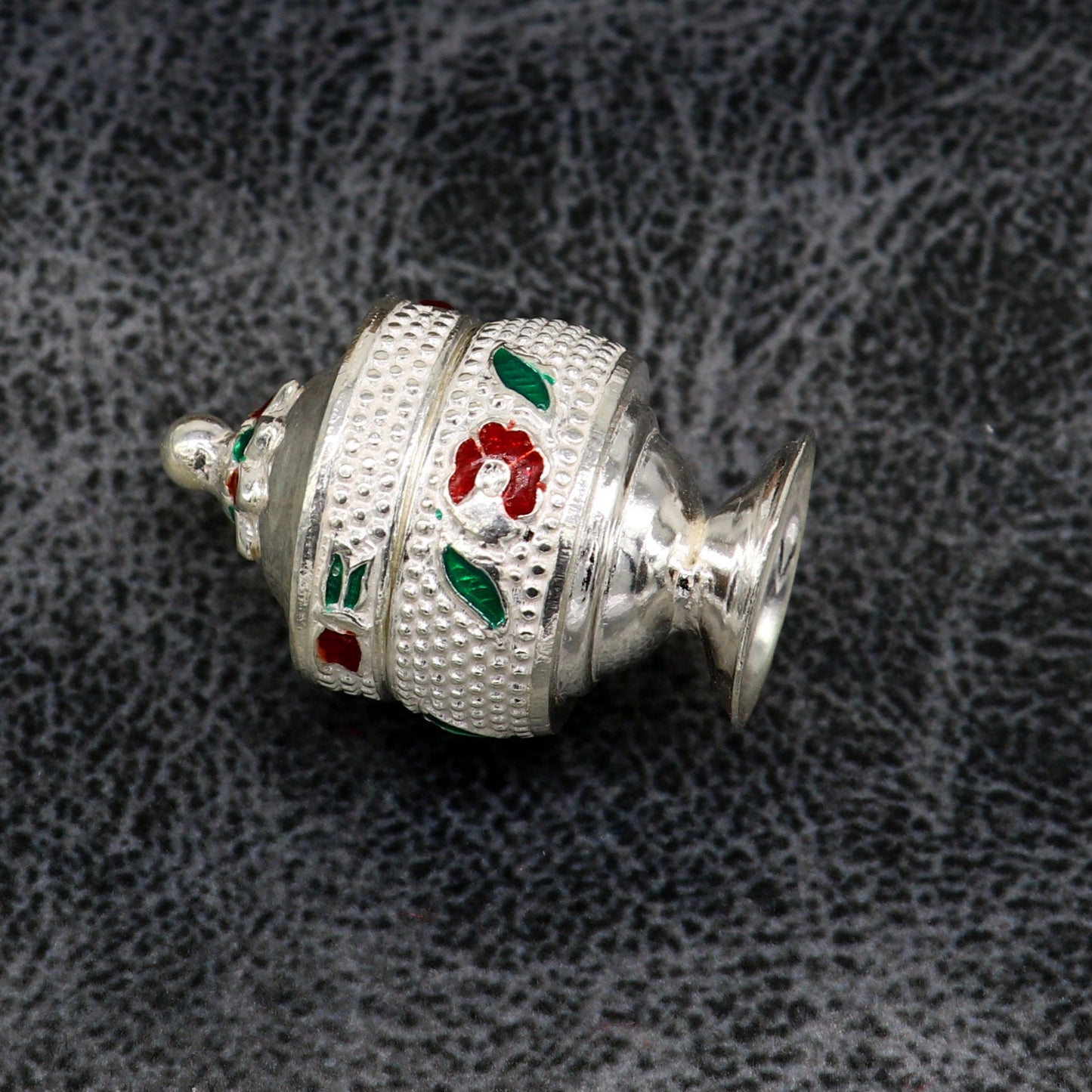 925 Sterling silver handmade fabulous trinket box, solid container box, casket box, sindoor box, enamel work customized gifting box stb91 - TRIBAL ORNAMENTS