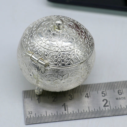 925 Sterling silver handmade fabulous trinket box, solid kumkum box, casket box, sindoor box, enamel work birds gifting box stb350 - TRIBAL ORNAMENTS