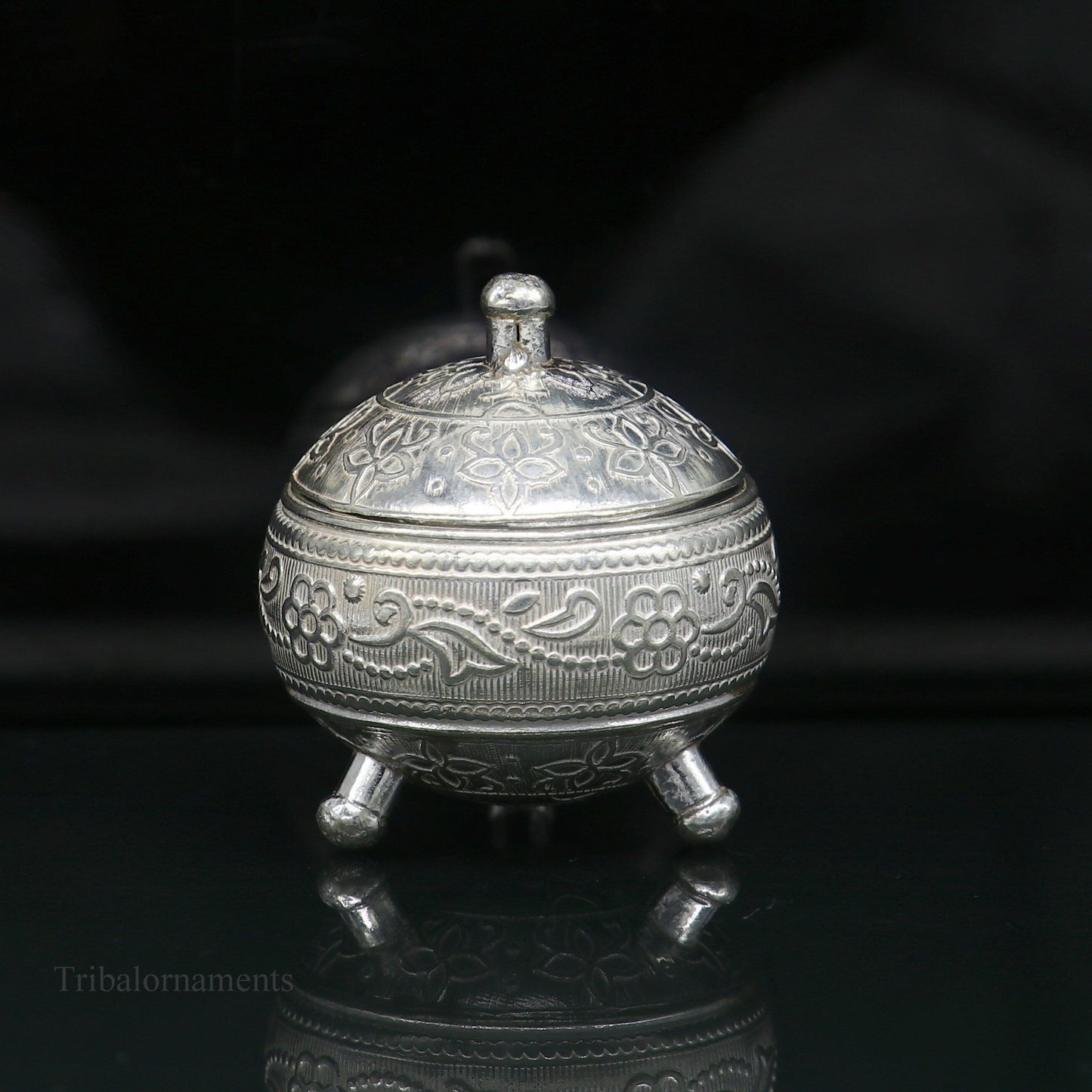 925 Sterling silver handmade fabulous trinket box, solid kumkum box, casket box, sindoor box, enamel work customized gifting box stb143 - TRIBAL ORNAMENTS