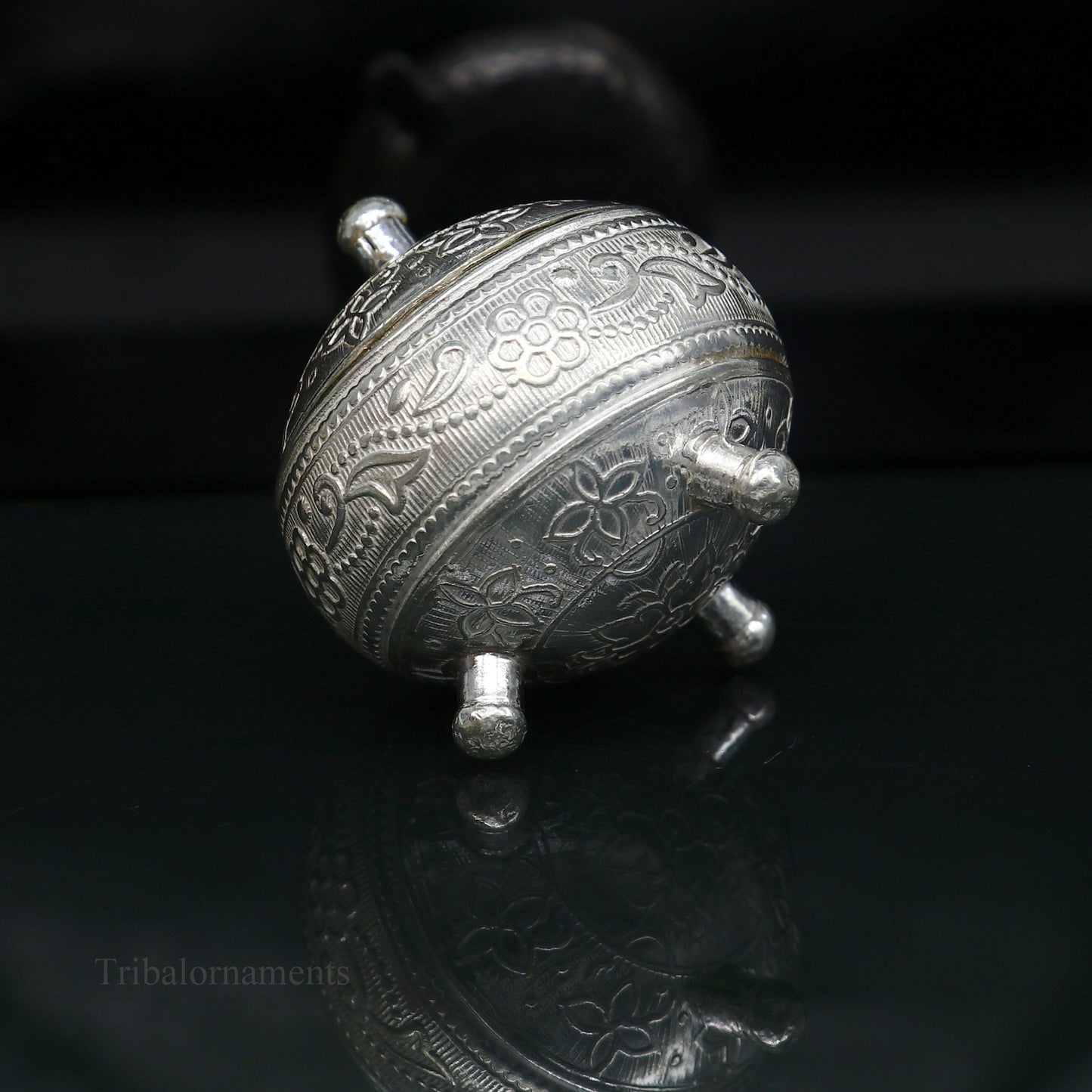 925 Sterling silver handmade fabulous trinket box, solid kumkum box, casket box, sindoor box, enamel work customized gifting box stb143 - TRIBAL ORNAMENTS