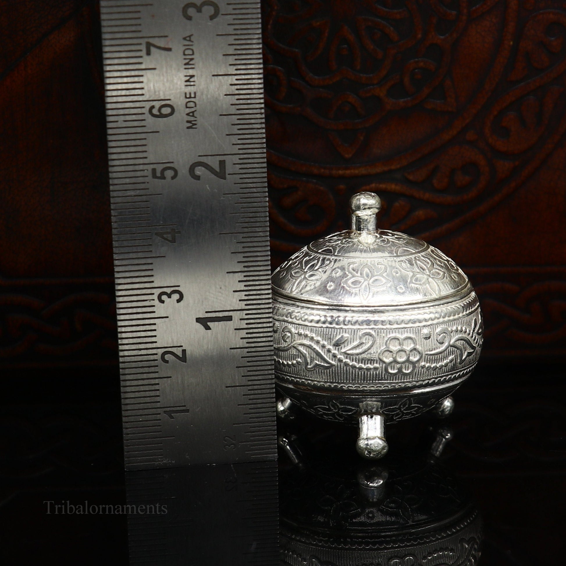 925 Sterling silver handmade fabulous trinket box, solid kumkum box, casket box, sindoor box, enamel work customized gifting box stb143 - TRIBAL ORNAMENTS