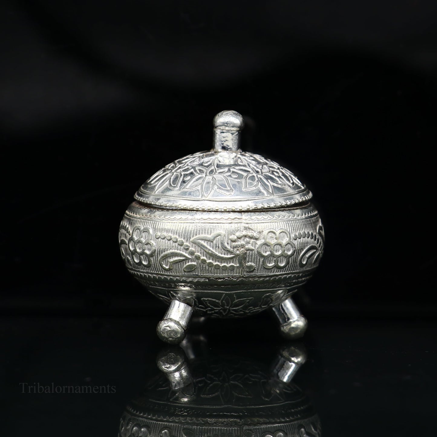 925 Sterling silver handmade fabulous trinket box, solid kumkum box, casket box, sindoor box, enamel work customized gifting box stb144 - TRIBAL ORNAMENTS