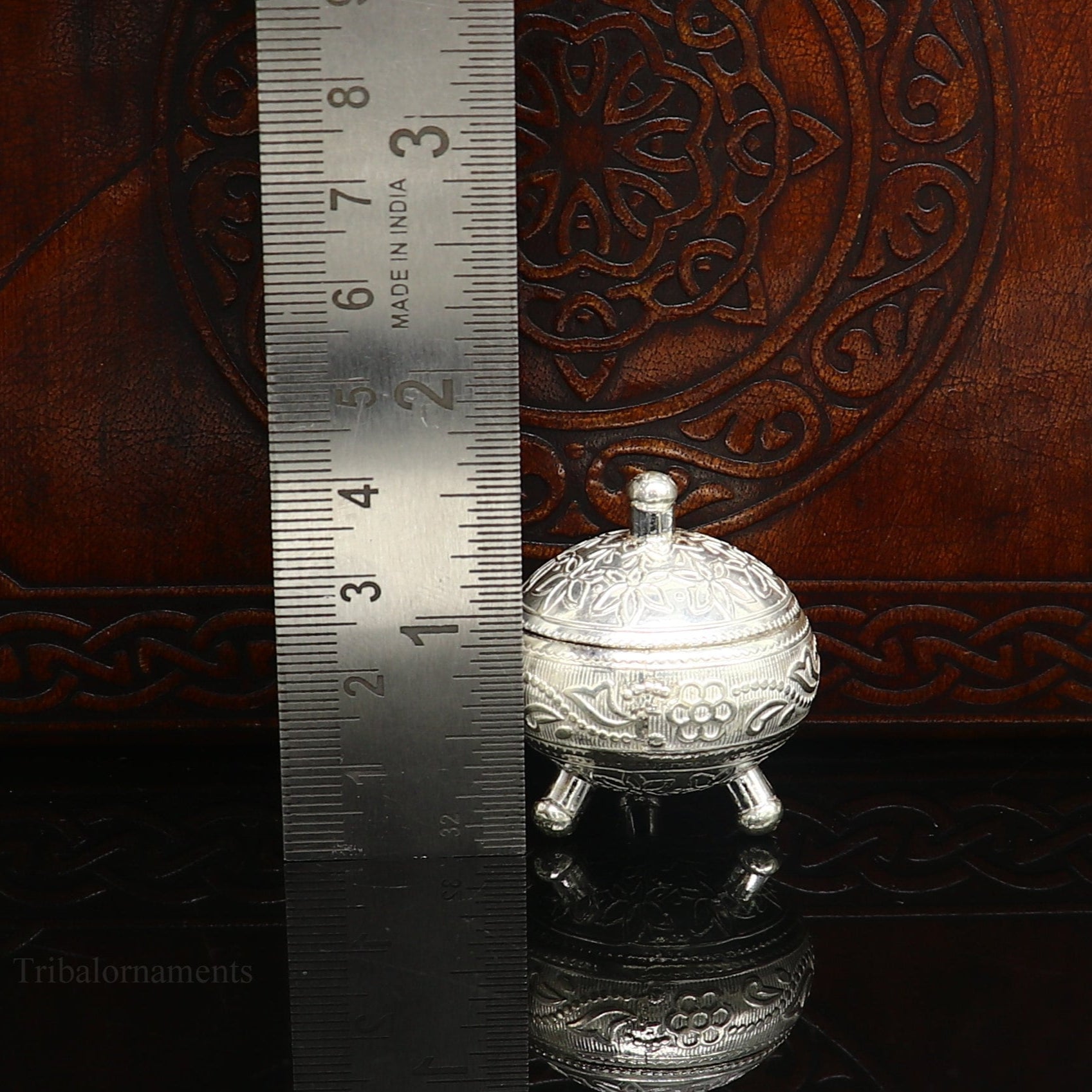 925 Sterling silver handmade fabulous trinket box, solid kumkum box, casket box, sindoor box, enamel work customized gifting box stb144 - TRIBAL ORNAMENTS