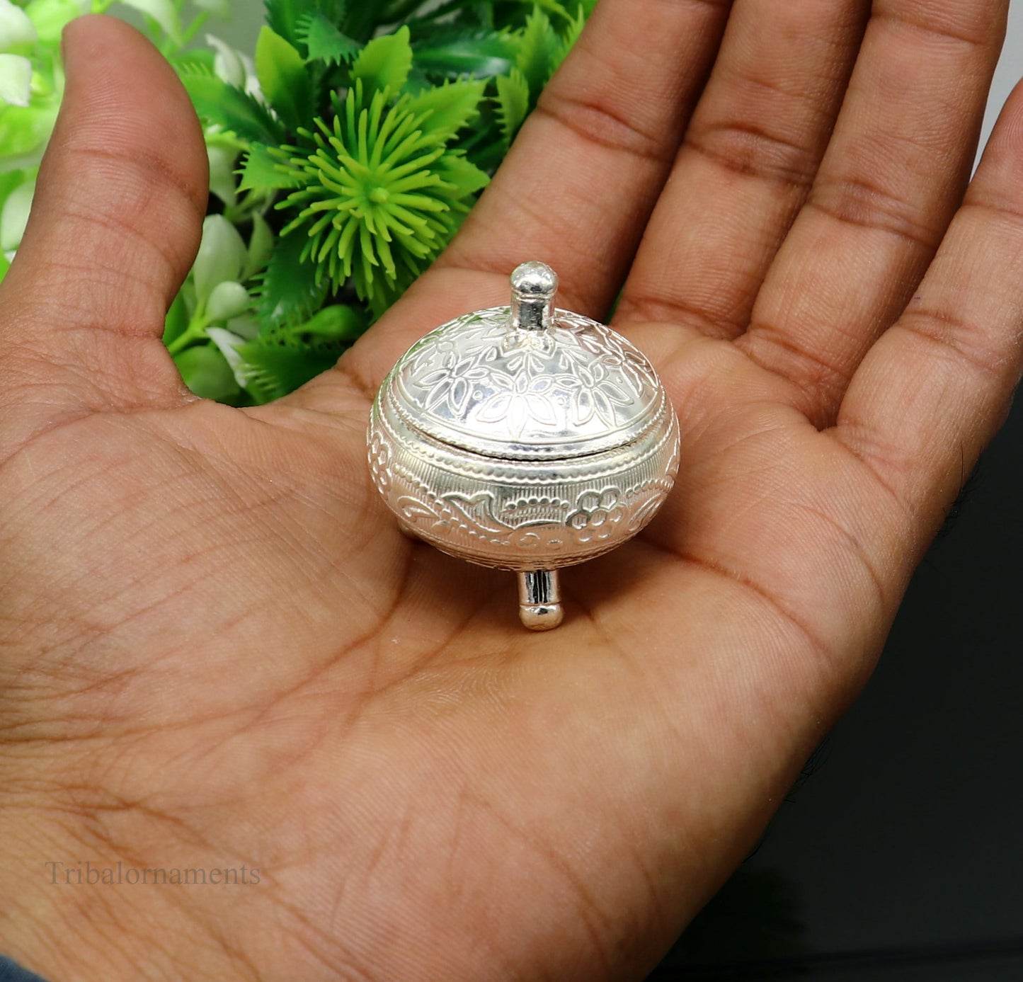 925 Sterling silver handmade fabulous trinket box, solid kumkum box, casket box, sindoor box, enamel work customized gifting box stb144 - TRIBAL ORNAMENTS
