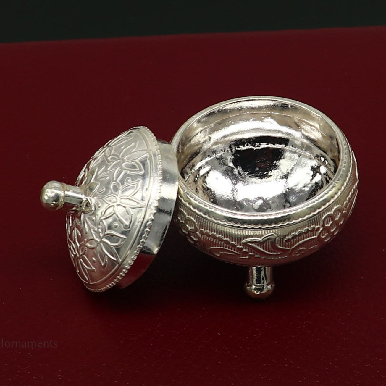 925 Sterling silver handmade fabulous trinket box, solid kumkum box, casket box, sindoor box, enamel work customized gifting box stb144 - TRIBAL ORNAMENTS