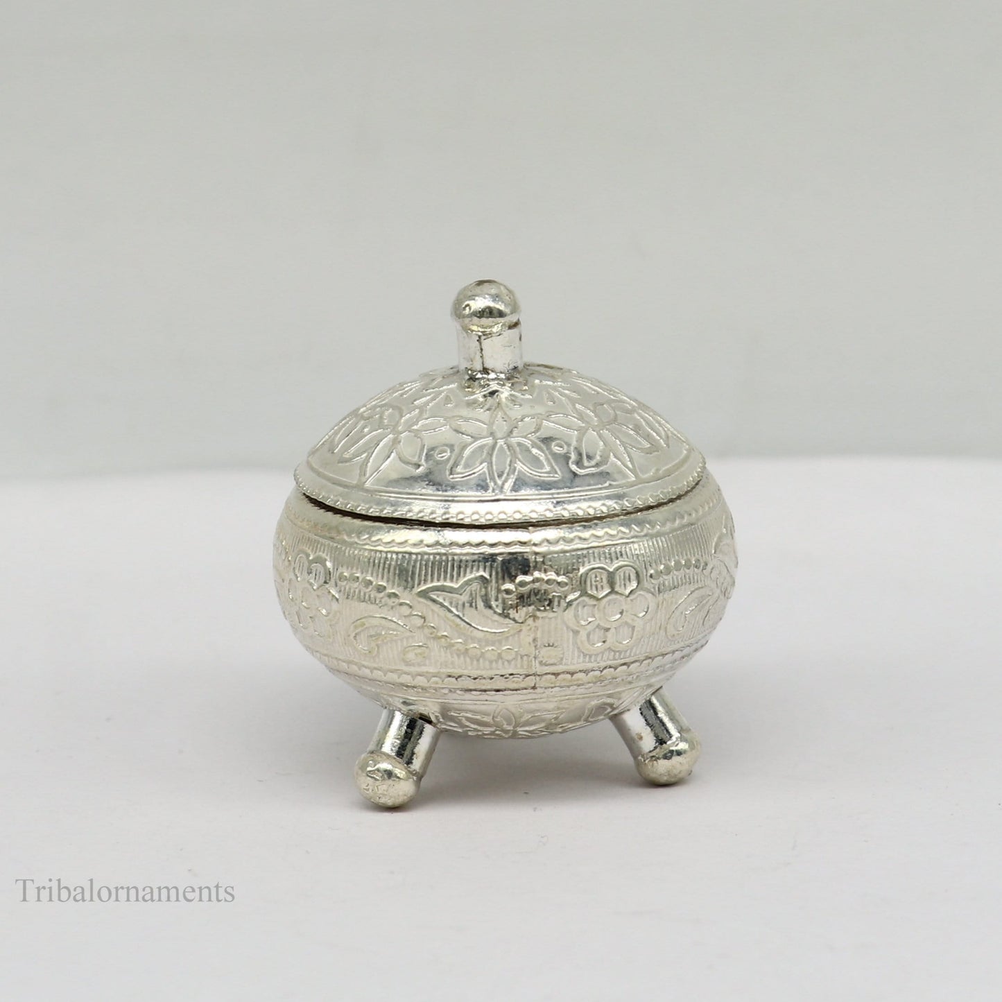 925 Sterling silver handmade fabulous trinket box, solid kumkum box, casket box, sindoor box, enamel work customized gifting box stb144 - TRIBAL ORNAMENTS