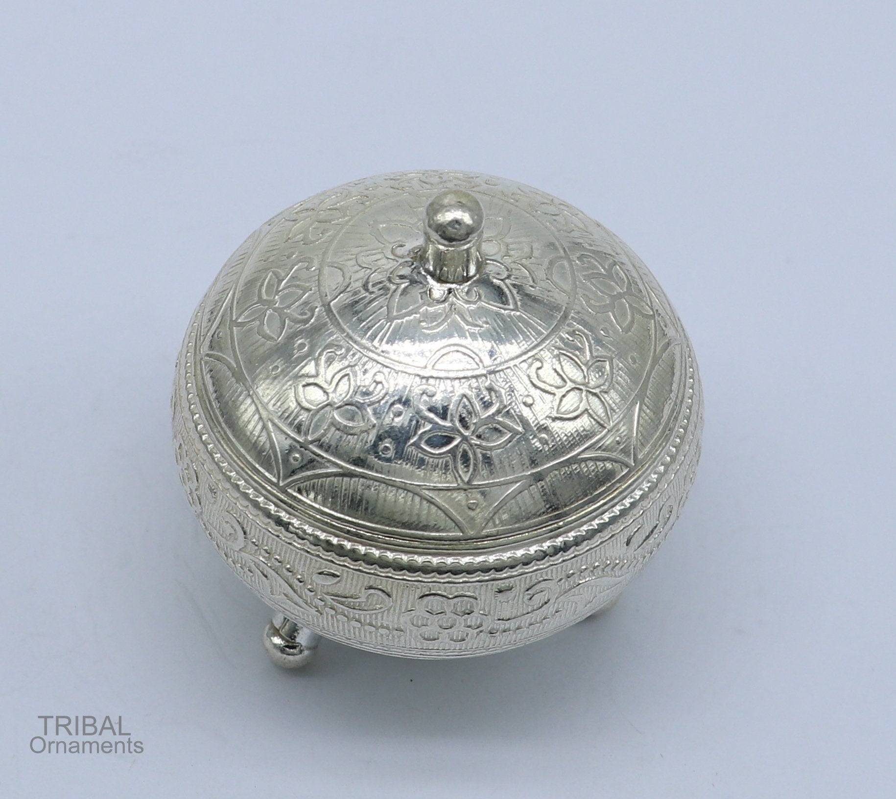 925 Sterling silver handmade fabulous trinket box, solid kumkum box, casket box, sindoor box, enamel work customized gifting box stb270 - TRIBAL ORNAMENTS