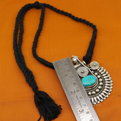 925 sterling silver handmade fabulous turquoise stone gorgeous pendant wedding women's brides belly dance ethnic  jewelry nsp498 - TRIBAL ORNAMENTS