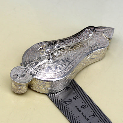 925 sterling silver handmade fabulous unique design peacock trinket box, brides gift, casket box, silver article, silver utensils su65 - TRIBAL ORNAMENTS