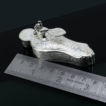 925 sterling silver handmade fabulous unique peacock design trinket box, brides gift, casket box silver article, silver sindur box stb376 - TRIBAL ORNAMENTS