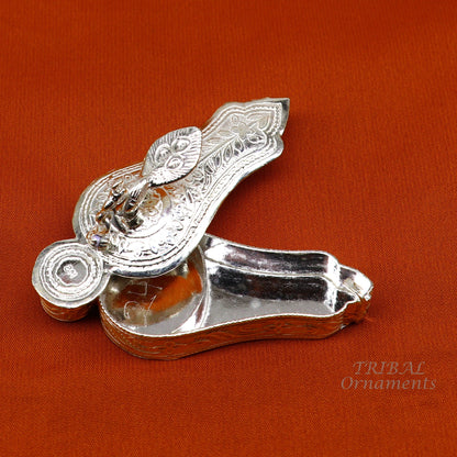 925 sterling silver handmade fabulous unique peacock design trinket box, brides gift, casket box silver article, silver sindur box stb376 - TRIBAL ORNAMENTS