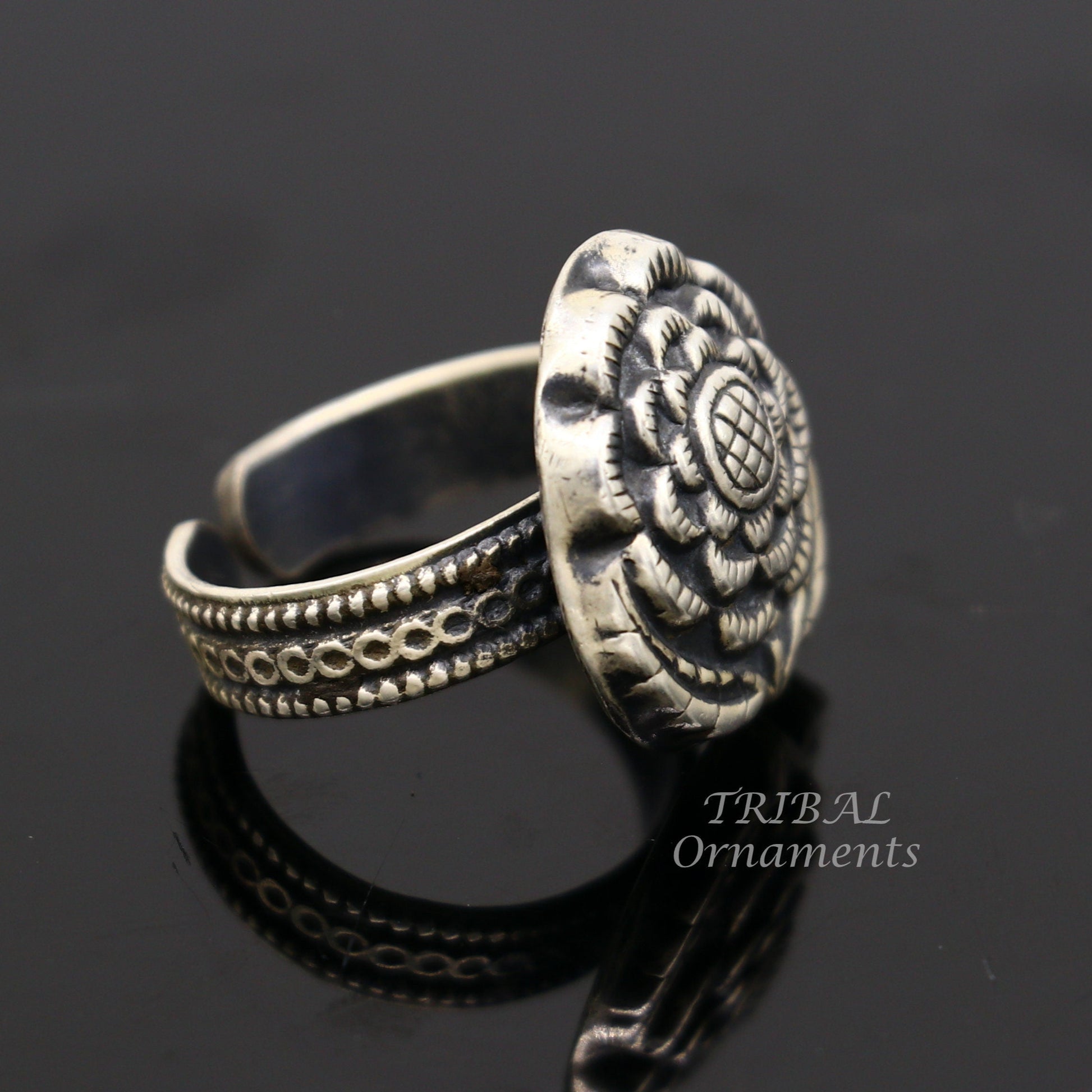 925 sterling silver handmade fabulous vintage antique design adjustable rings band for Brides gifting jewelry temple jewelry SR339 - TRIBAL ORNAMENTS