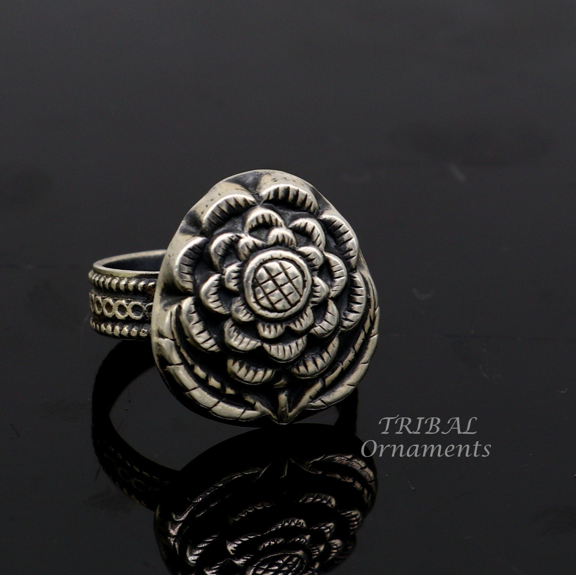 925 sterling silver handmade fabulous vintage antique design adjustable rings band for Brides gifting jewelry temple jewelry SR339 - TRIBAL ORNAMENTS