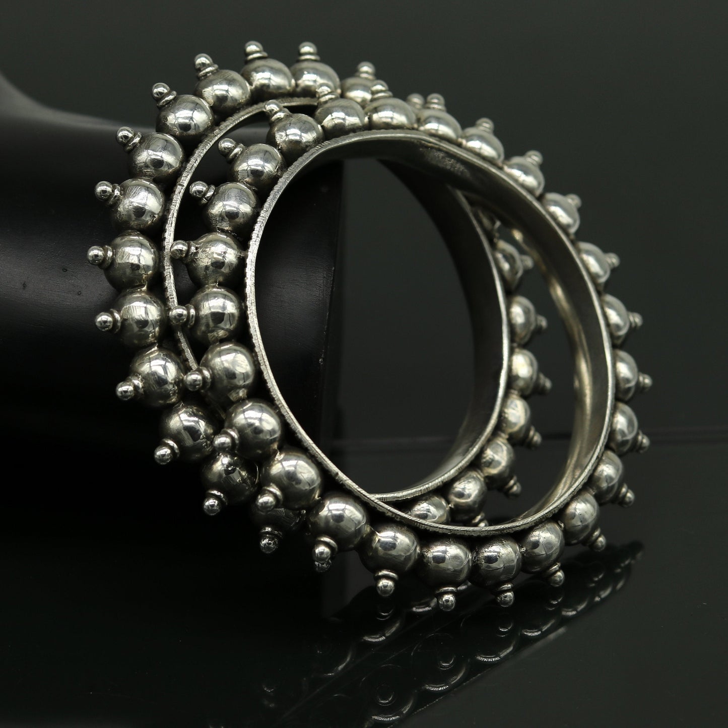 925 Sterling silver handmade vintage bangle bracelet by TRIBAL ORNAMENTS, featuring customized design perfect for weddings and gifting.