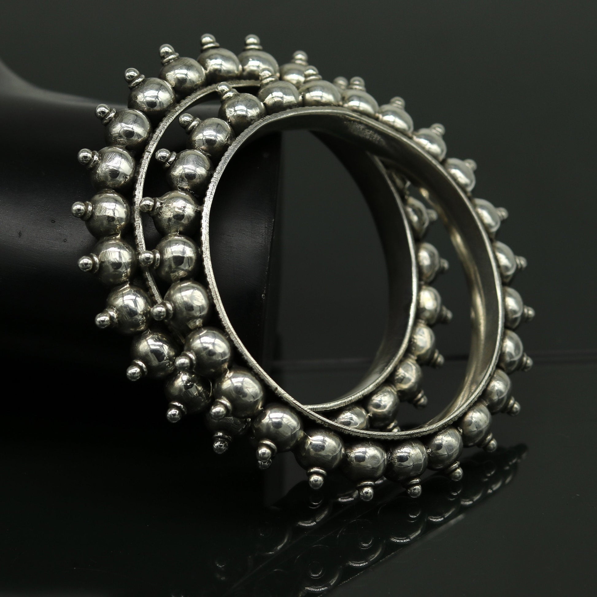 925 Sterling silver handmade vintage bangle bracelet by TRIBAL ORNAMENTS, featuring customized design perfect for weddings and gifting.