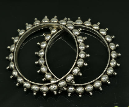 925 Sterling silver handmade vintage bangle bracelet with intricate tribal design, perfect for weddings or personalized gift jewelry.