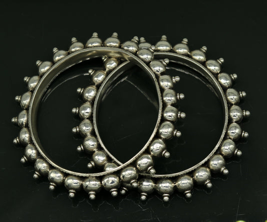 925 Sterling silver handmade vintage bangle bracelet with intricate tribal design, perfect for weddings or personalized gift jewelry.