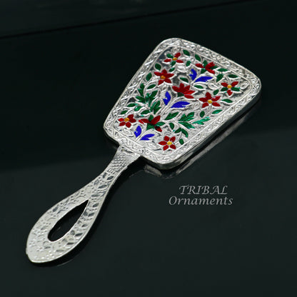 925 sterling silver handmade fabulous vintage style handmade mirror frame, amazing royal brides gifting article from india  sf18 - TRIBAL ORNAMENTS