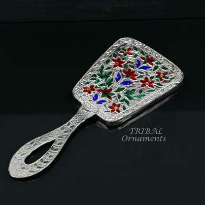 925 sterling silver handmade fabulous vintage style handmade mirror frame, amazing royal brides gifting article from india  sf18 - TRIBAL ORNAMENTS