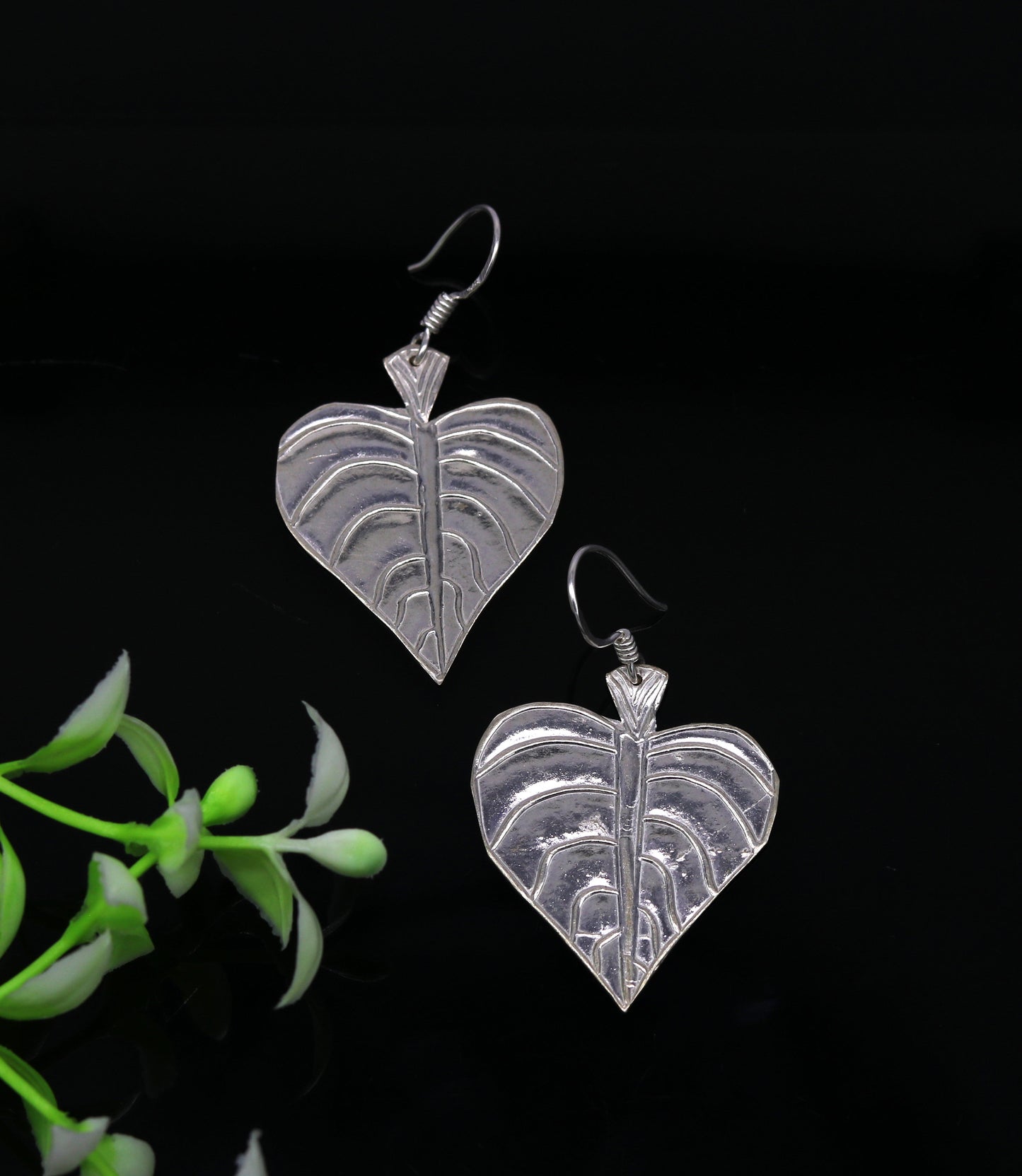 925 sterling silver handmade fancy stylish design peepal tree leaf earring excellent customized hoops earring summer collection ear491 - TRIBAL ORNAMENTS