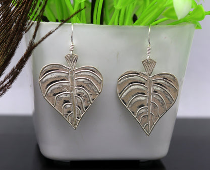 925 sterling silver handmade fancy stylish design peepal tree leaf earring excellent customized hoops earring summer collection ear491 - TRIBAL ORNAMENTS