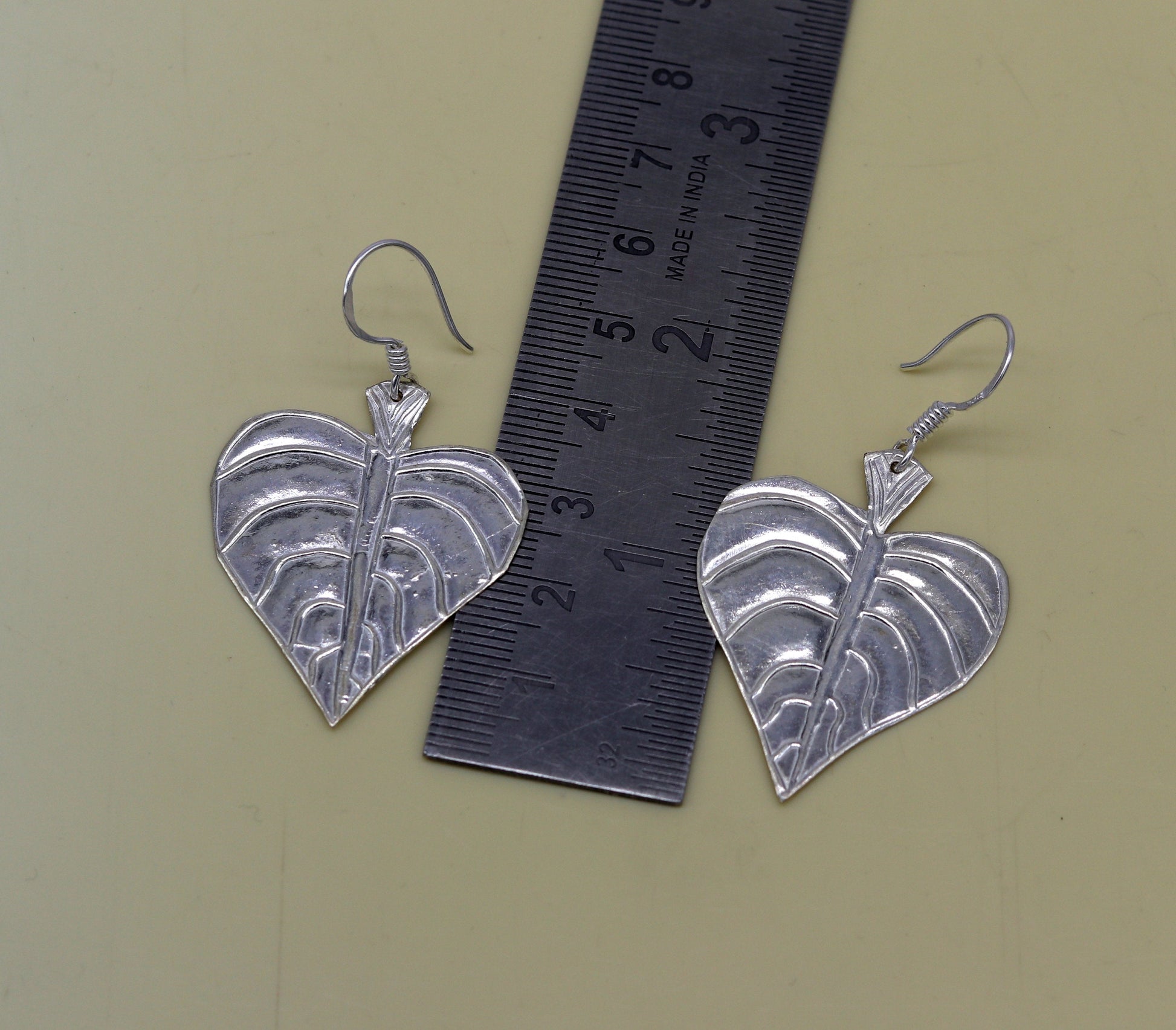 925 sterling silver handmade fancy stylish design peepal tree leaf earring excellent customized hoops earring summer collection ear491 - TRIBAL ORNAMENTS