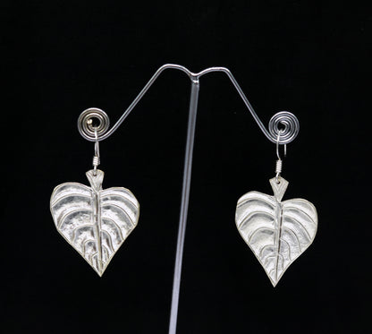 925 sterling silver handmade fancy stylish design peepal tree leaf earring excellent customized hoops earring summer collection ear491 - TRIBAL ORNAMENTS