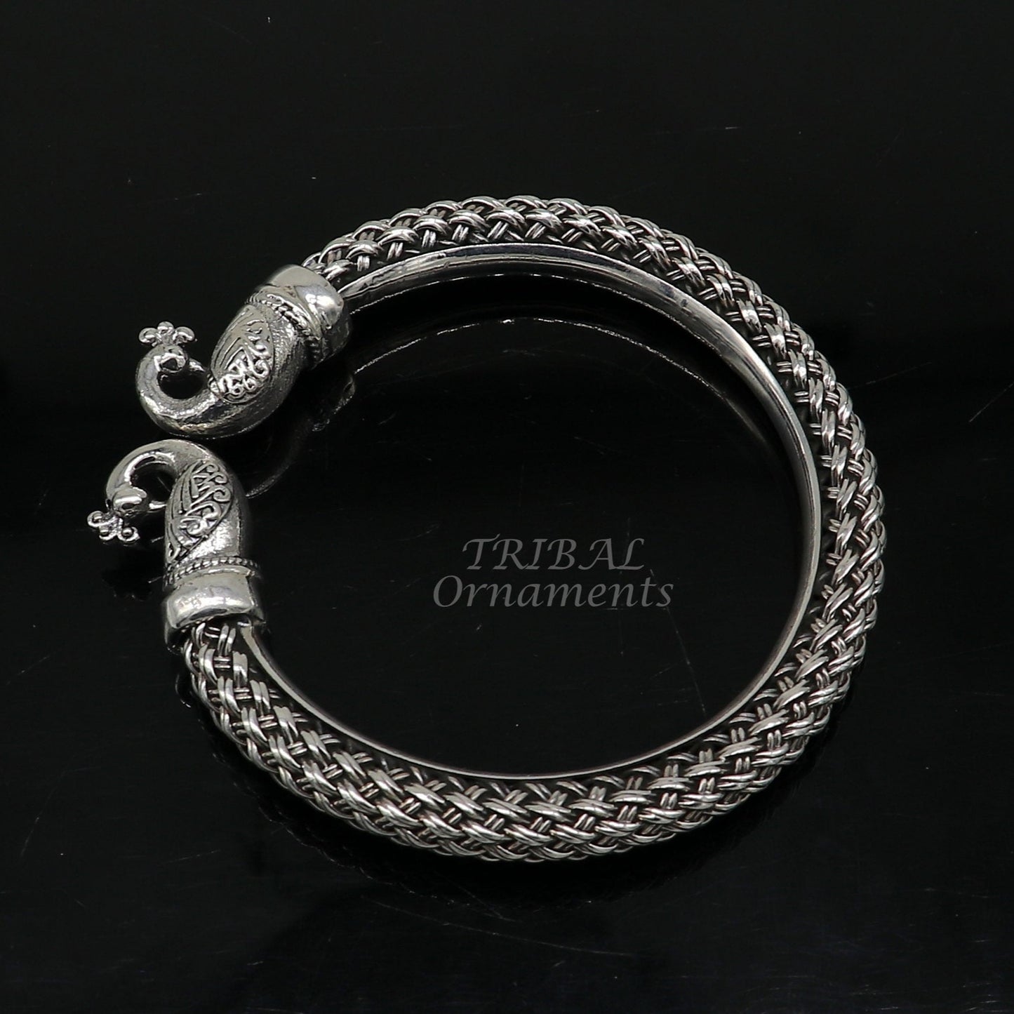 925 sterling silver handmade fashionable vintage peacock design bangle bracelet kada, unisex customized personalized hip-hop jewelry nsk627 - TRIBAL ORNAMENTS