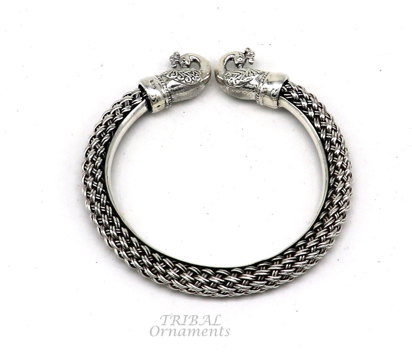 925 sterling silver handmade fashionable vintage peacock design bangle bracelet kada, unisex customized personalized hip-hop jewelry nsk627 - TRIBAL ORNAMENTS