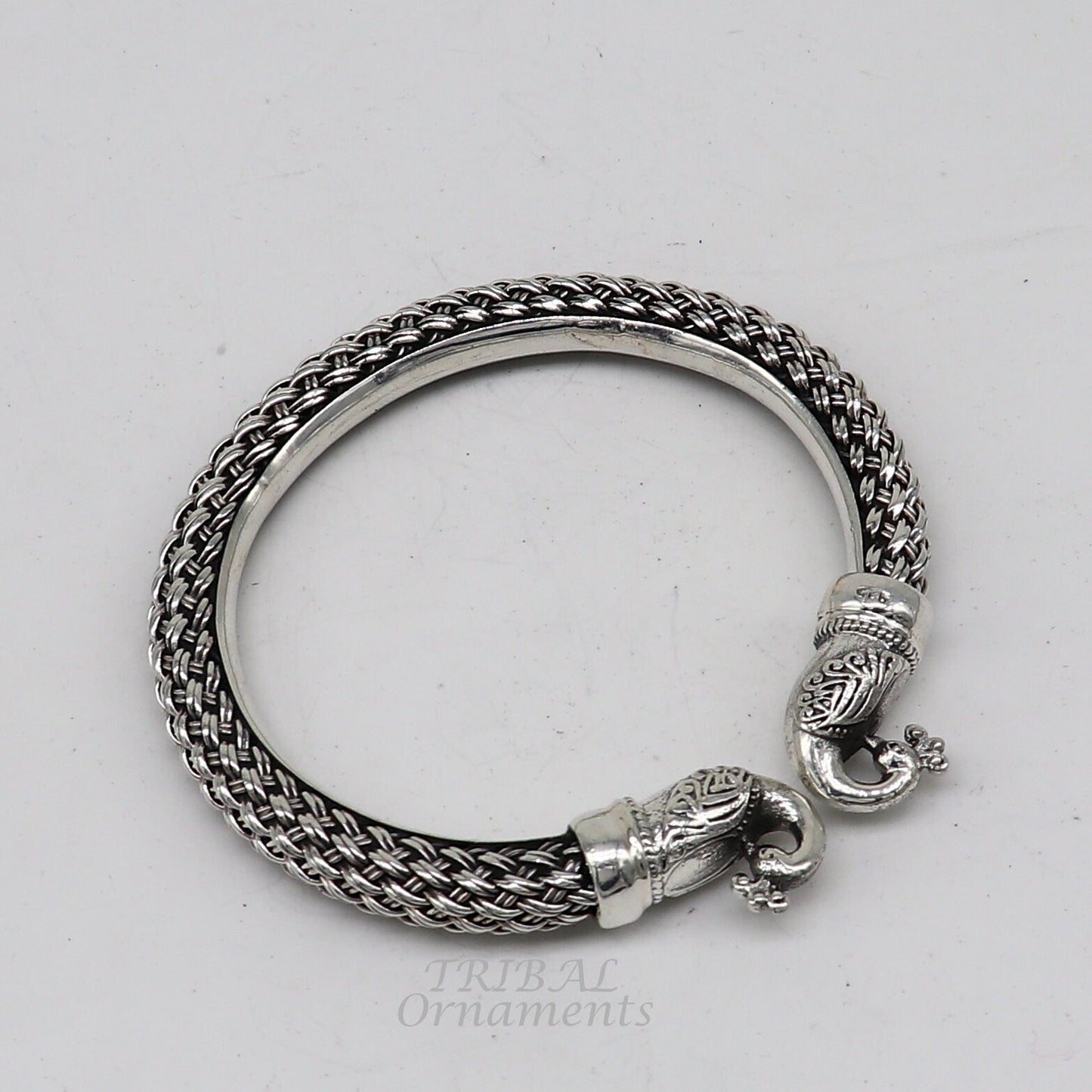 925 sterling silver handmade fashionable vintage peacock design bangle bracelet kada, unisex customized personalized hip-hop jewelry nsk627 - TRIBAL ORNAMENTS