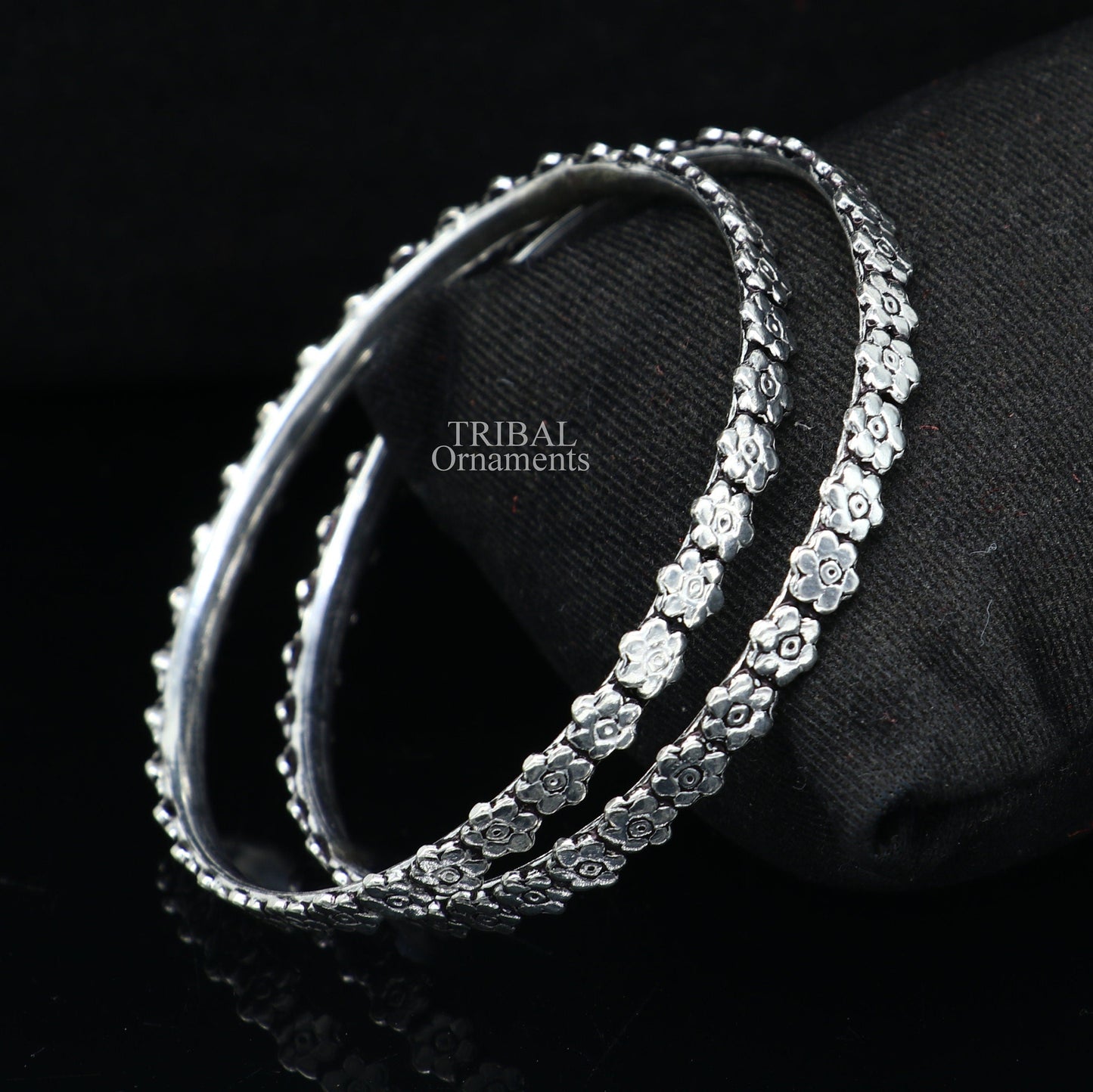 925 sterling silver handmade floral design fabulous bangle bracelet, best brides silver jewelry gifting girl's bangles nba331 - TRIBAL ORNAMENTS