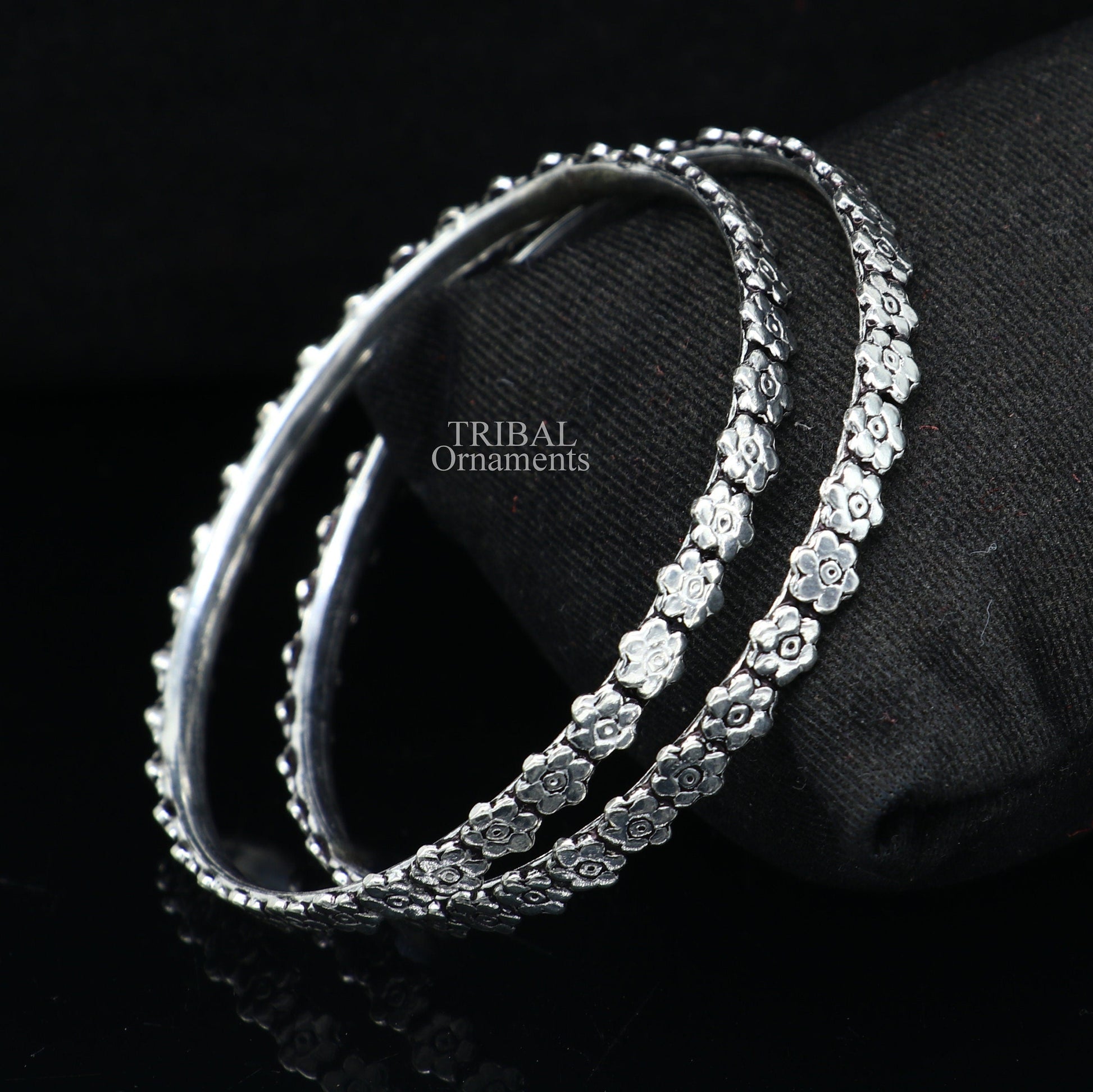 925 sterling silver handmade floral design fabulous bangle bracelet, best brides silver jewelry gifting girl's bangles nba331 - TRIBAL ORNAMENTS